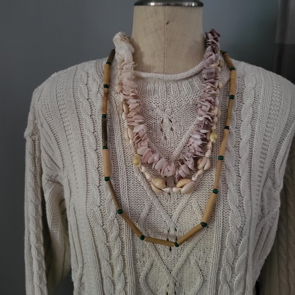 Elegant Shell and Bamboo Necklace Set